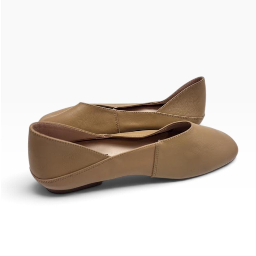 Empress Women Tan Leather Square Toe V-Cut Ballet Flats Size 6 Minimalist Shoes
